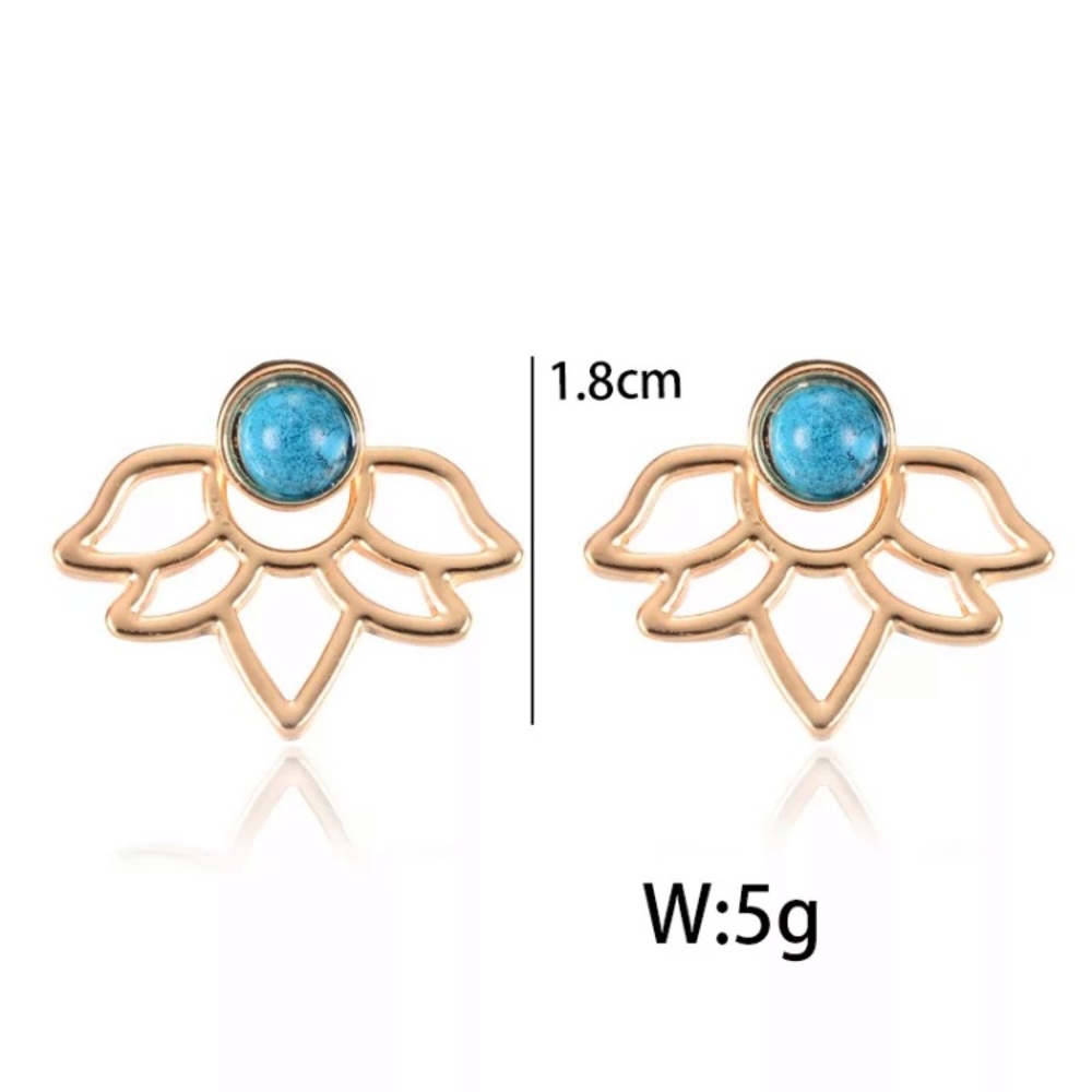 🆕 Lotus Leaf Earring Jacket Studs - Picture 6 of 7